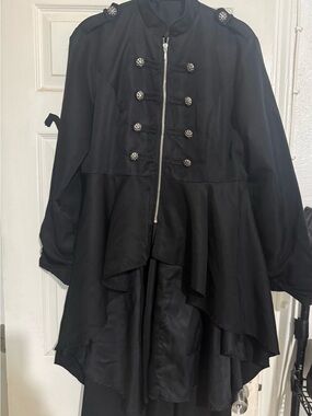 Black Military-Inspired Asymmetrical Jacket